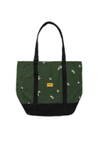 Forest green paisley canvas tote bag