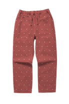 Clay Polka Dot Chef Pants featuring organic cotton fabric, relaxed fit and functional utility pockets front view