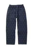 Navy Polka Dot Chef Pants featuring organic cotton fabric, relaxed silhouette and functional workwear-inspired pocket construction front view
