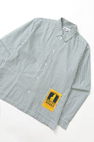 Poplin Stripe Waiter Shirt Forest – side view organic cotton stripe shirt