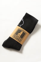 Black Salt + Pepper crew socks by Service Works, premium streetwear crew socks in angled view