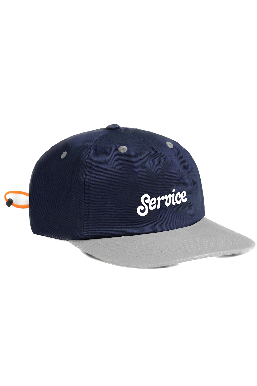 Navy and off-white Script Surf Cap featuring cotton construction, unstructured fit and curved peak brim front view