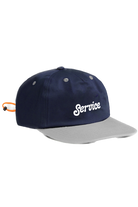 Navy and off-white Script Surf Cap featuring cotton construction, unstructured fit and curved peak brim front view