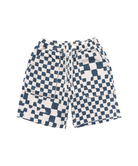 Service Works Printed Chef Short in Teal Checker featuring relaxed straight fit, elastic waistband and utility fatigue pockets.