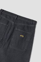 Back detail view of Stan Ray Wide 5 Short Charcoal Denim showing heavyweight cotton denim, reinforced stitching and classic pocket design.