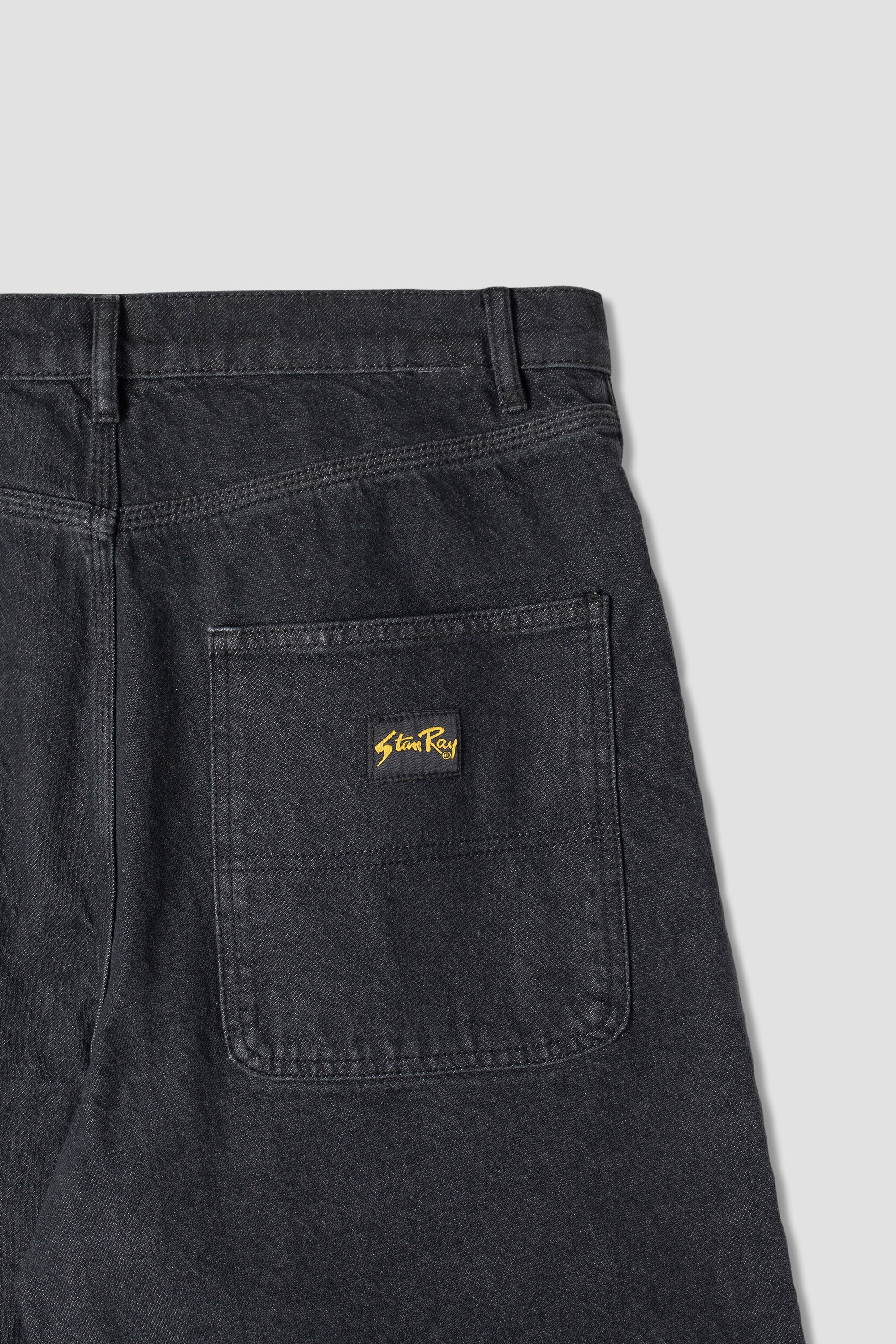 Stan Ray Wide 5 Short Charcoal Denim full view showing heavyweight cotton denim, relaxed wide fit and classic workwear design.