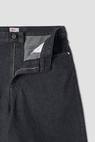 Back view of model wearing Stan Ray Wide 5 Short Charcoal Denim made from heavyweight cotton denim with relaxed fit and classic pocket detailing.