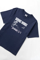 Back view of Garden Tee Navy premium cotton streetwear t-shirt Australia