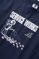 Close-up detail of Garden Tee Navy premium cotton streetwear t-shirt Australia