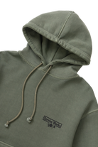 Side view of Loopback Trademark Hoodie Olive cotton streetwear hoodie Australia