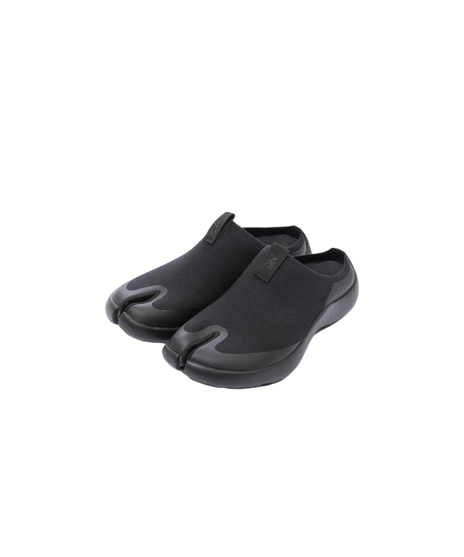 Tabi Mules Black split-toe knit mule shoes with lightweight tencel upper and cushioned Ortholite insole for modern everyday comfort.