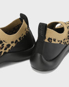 Close-up back view of Brown Leopard Tabi sandals showing the heel and upper detail