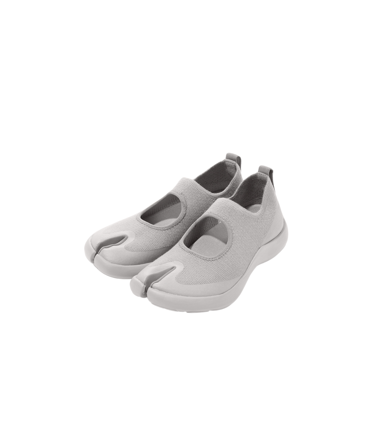 Tabi Sandal Grey split-toe knit sandals with breathable tencel upper and Ortholite cushioned insole for lightweight everyday comfort.