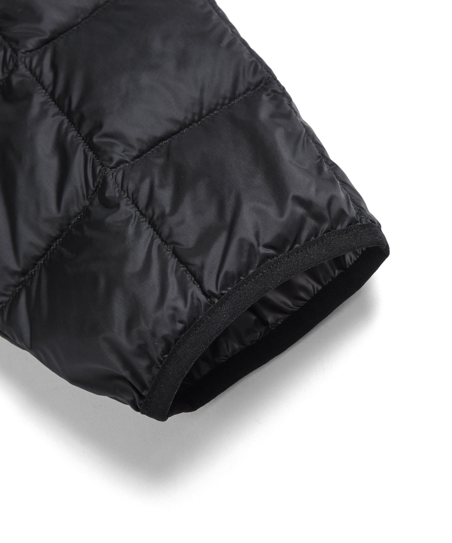 Cuff detail of Taion Hi Neck W-Zip Down Jacket in Dark Olive
