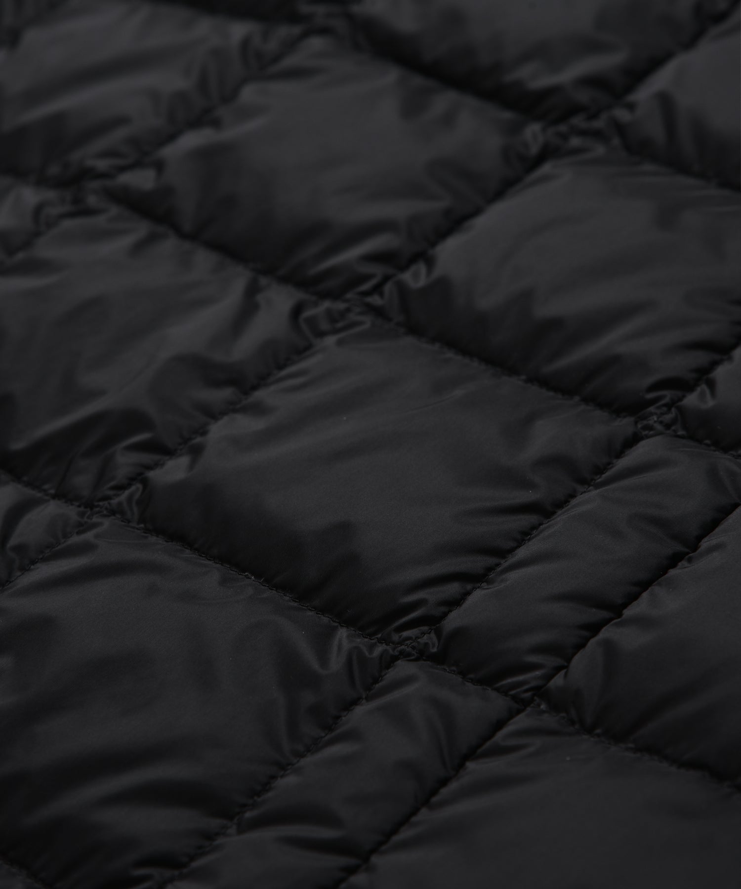 Fabric surface detail of Taion Hi Neck W-Zip Down Jacket in Navy