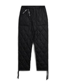 Front view of Taion Military Down Pants in Black with lightweight insulated construction