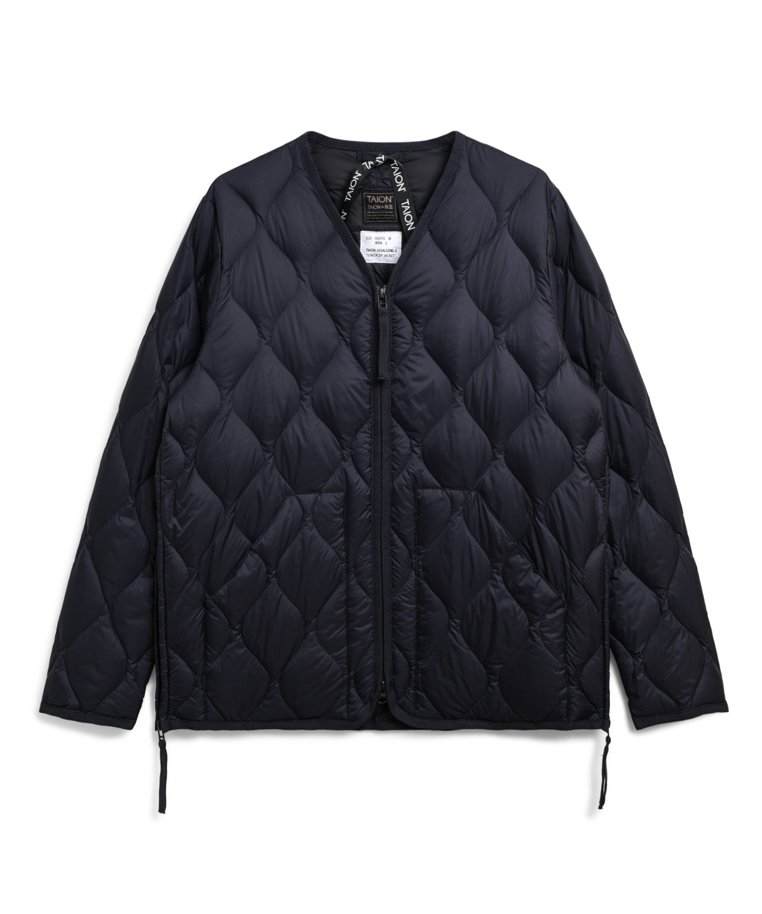 Taion Military V Neck W-Zip Down Jacket in Dark Navy