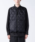 Taion Military V Neck W-Zip Down Vest in Black