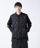 Taion Military V Neck W-Zip Down Vest in Black