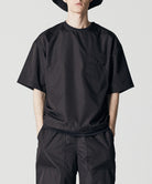 Taion Non Down Military Half Sleeve Cut Sew in Black with lightweight stain-resistant fabric and relaxed everyday comfort
