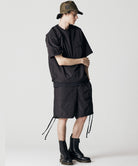 Taion Non Down Military Half Sleeve Cut Sew in Black with lightweight stain-resistant fabric and relaxed everyday comfort