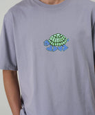 LE.SHOP Turtle Tee Lavender eco cotton t-shirt worn on model fit shot