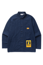Dark navy twill chore shirt premium workwear minimalist streetwear front view utility shirt