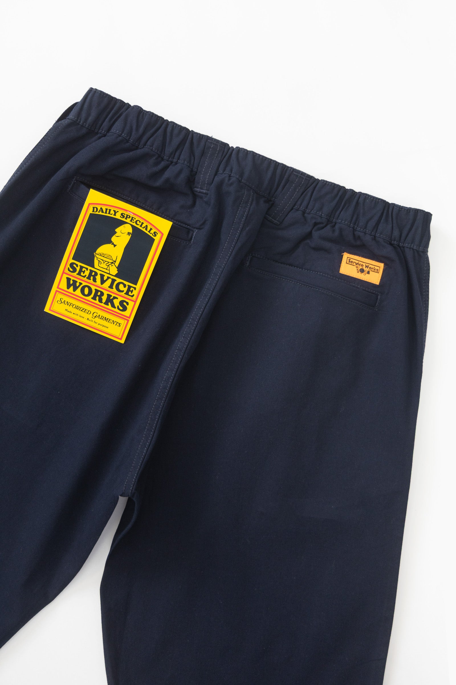 Dark navy twill waiter pants back view premium workwear trousers durable uniform pants adjustable fit