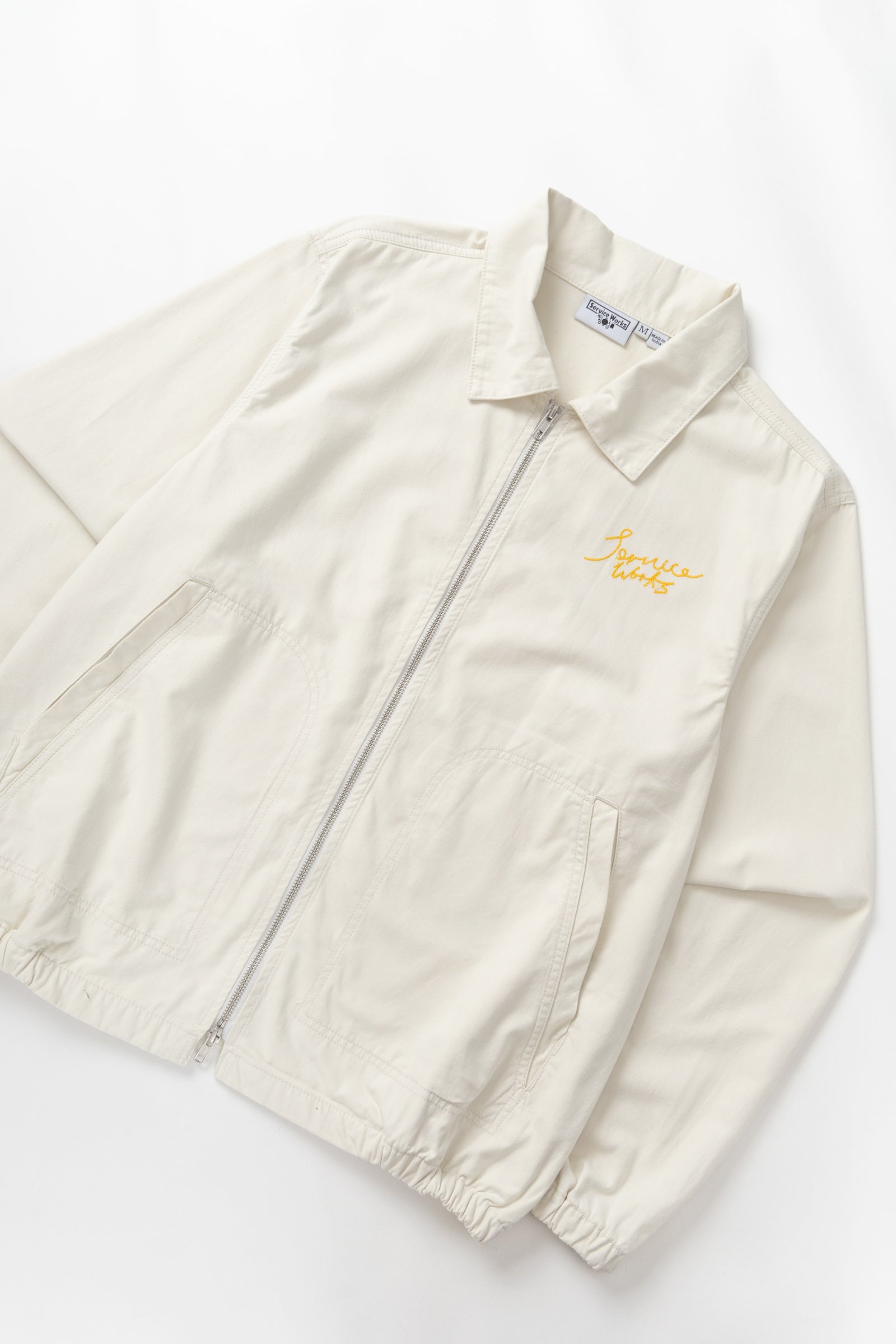 Twill Work Jacket White – back view organic cotton workwear jacket