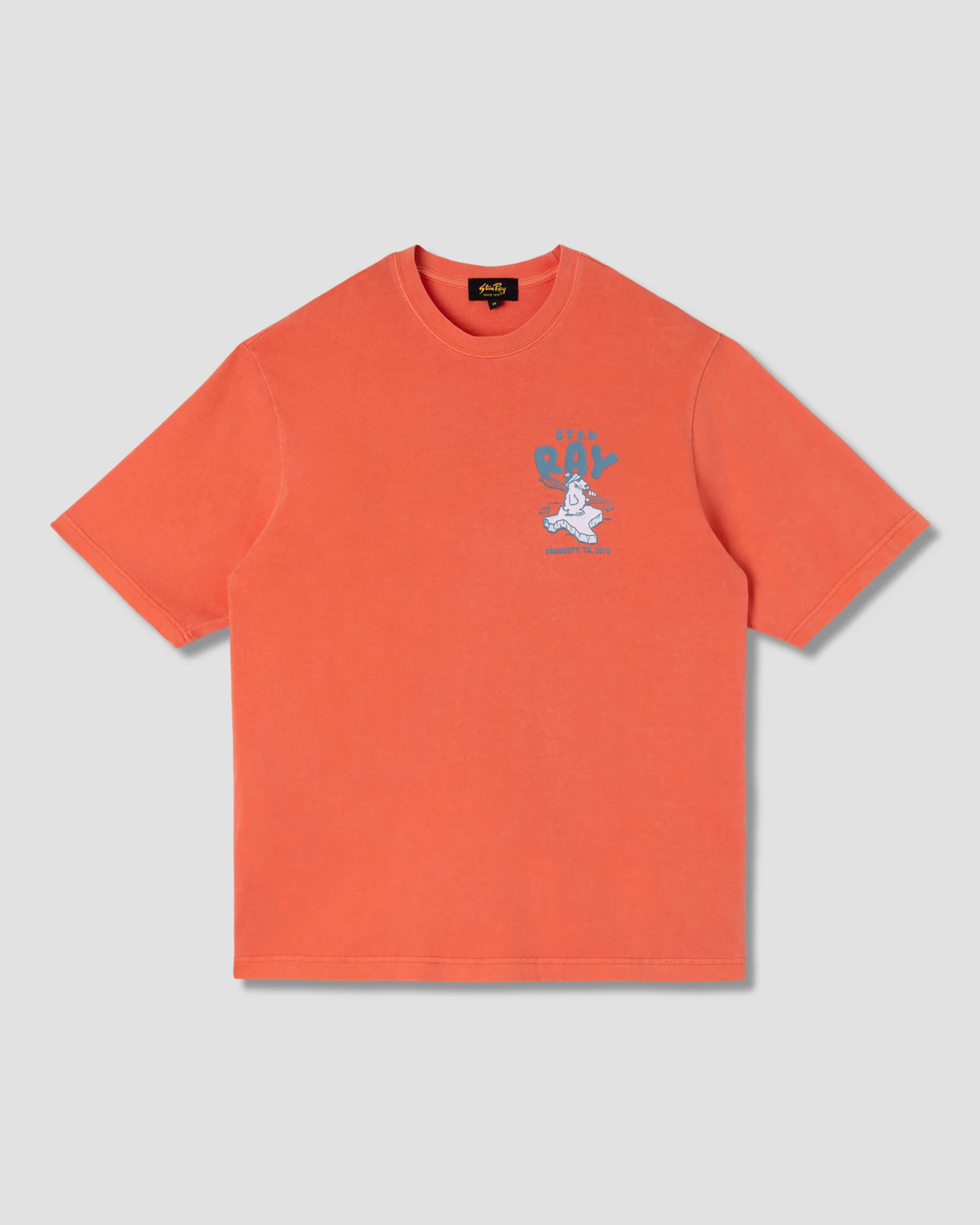 Washed red Polar State streetwear tee for men and women, front view